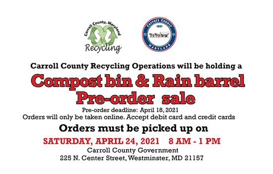Rain barrel and composter pre-order sale ends April 18, 2021, for pick up on April 24, 2021