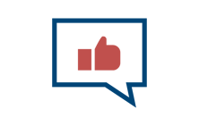 Graphic of thumbs up in red