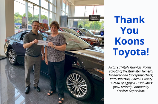 Koons Toyota Donates To Carroll County Senior and Community Centers