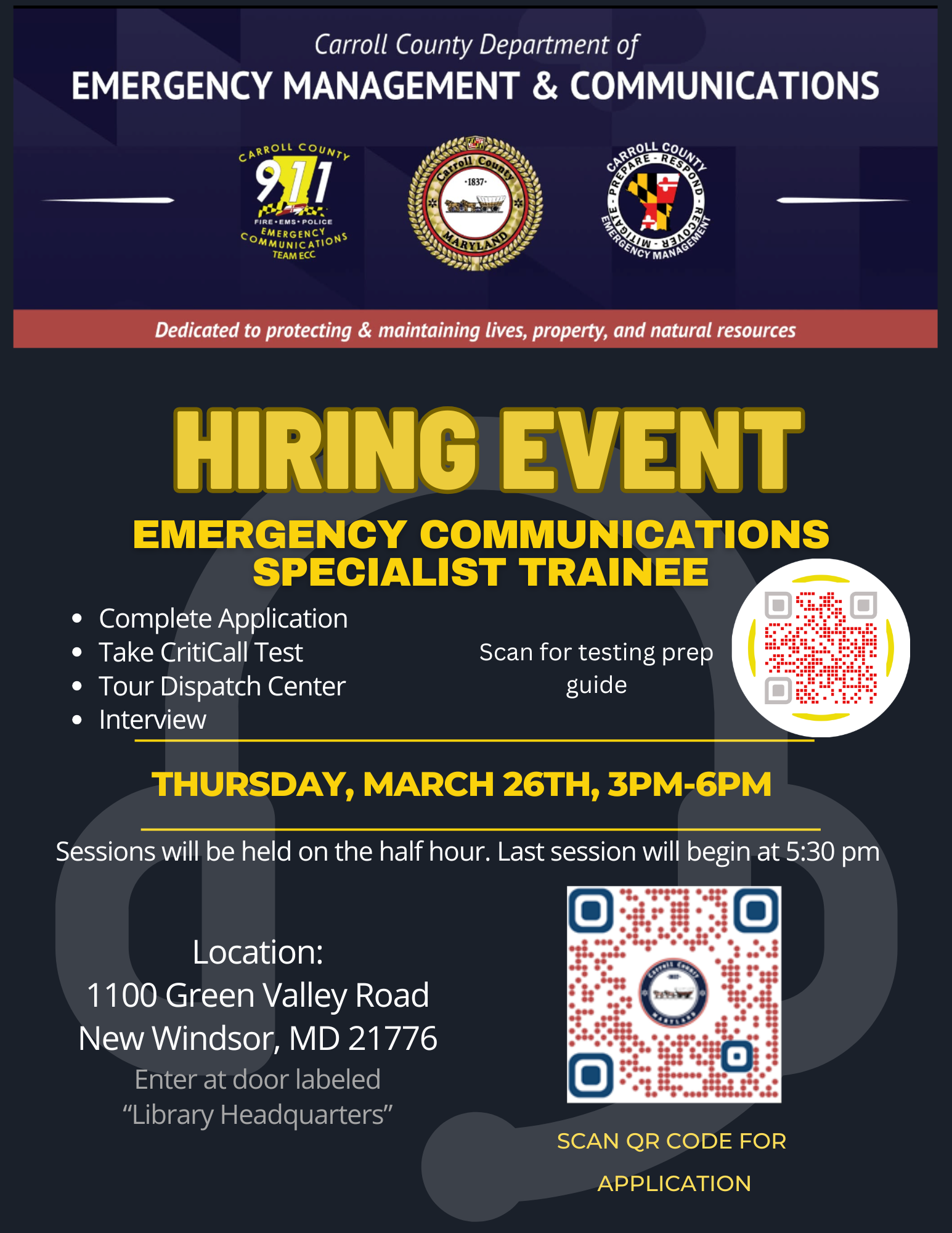 Emergency Communications Specialist Trainee Hiring Event