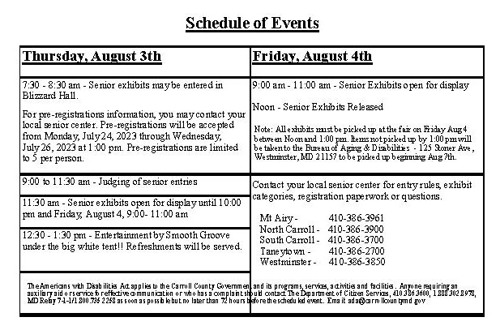 Schedule of Events